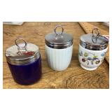 3 porcelain egg coddlers