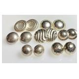 7 pair sterling silver button pierced earrings