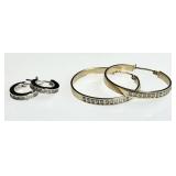 2 pair sterling silver hoop earrings