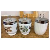 3 porcelain egg coddlers