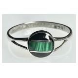 Sterling silver turquoise and obsidian ring