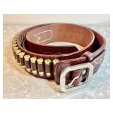 NEW tooled leather Western belt w/ammo