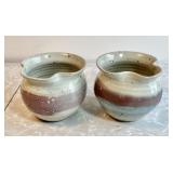2 studio pottery pots signed Smith