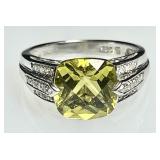 Sterling silver citrine ring with diamonds