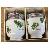 2 porcelain egg coddlers