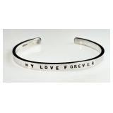 Sterling silver My Love Forever cuff bracelet