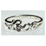 Sterling silver Love ring with pink CZ