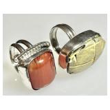 2 large artisan crafted sterling silver rings