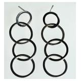 Sterling silver 4-circle drop earrings