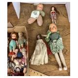 Box of vintage dolls