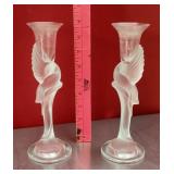 Pair of Faberge "Snow Dove" candle holders