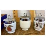 3 porcelain egg coddlers