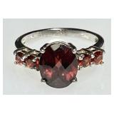 Sterling silver faceted garnet ring