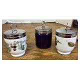 3 porcelain egg coddlers