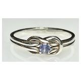 Sterling silver knot ring with amethyst stone