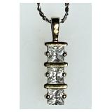 Gold over sterling 3-stone necklace