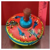 Tin litho spaceman toy top
