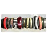 12 bangle bracelets --metal, wood, plastic,