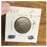 1868 2-cent coin