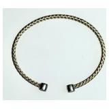 Sterling silver braided bracelet with diamonds