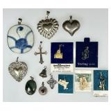 14 sterling silver charms and pendants