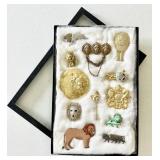 12 costume jewelry lion brooches & pins
