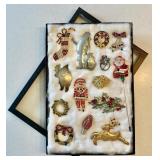 14 costume jewelry Christmas brooches
