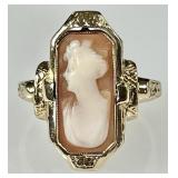 14k gold reversible ring --cameo and onyx