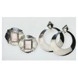 2 pair of large sterling silver earrings