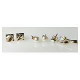 3 pair 14k gold earrings