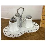 Fenton? milk glass condiment set