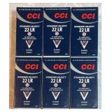 6 boxes CCI .22 long rifle ammo--full boxes