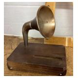 Brass phonograph horn desk decor