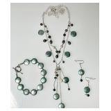 Sterling silver pearl necklace set