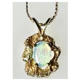 14k gold opal necklace