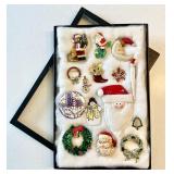 15 costume jewelry Christmas brooches