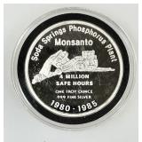 Monsanto one troy ounce .999 fine silver round