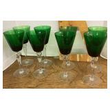 8 green wine glasses