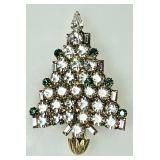 Anthony Attruia rhinestone Christmas tree brooch