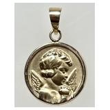 14k gold angel pendant