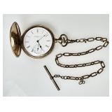 Elgin gold filled pocket watch and chain --works