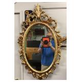 36" Syroco oval wall mirror in ornate frame