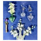 6 glass, metal, and plastic posey holders