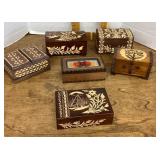 Carved Polish wooden boxes