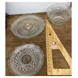 3 pressed glass serving pieces