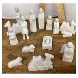 Carved alabaster nativity figures