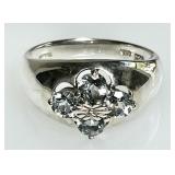 Sterling silver ring with pale blue stones