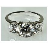 Sterling silver ring with 3 large CZs