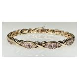 Gold over sterling bracelet w/pale pink CZs