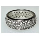 Sterling silver band with 3 rows of CZs